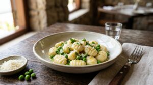 Potato Gnocchi With Green Peas